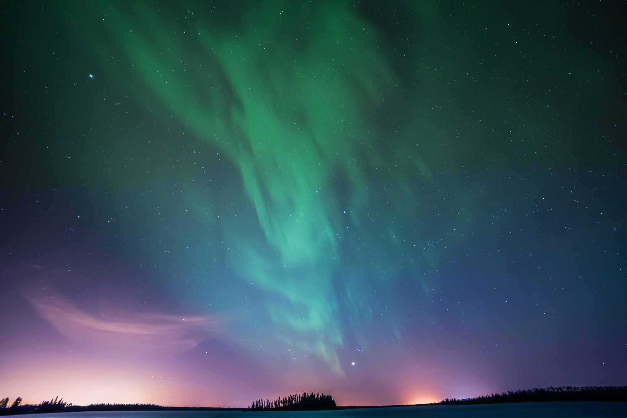 Aurora Borealis over Yukon wilderness